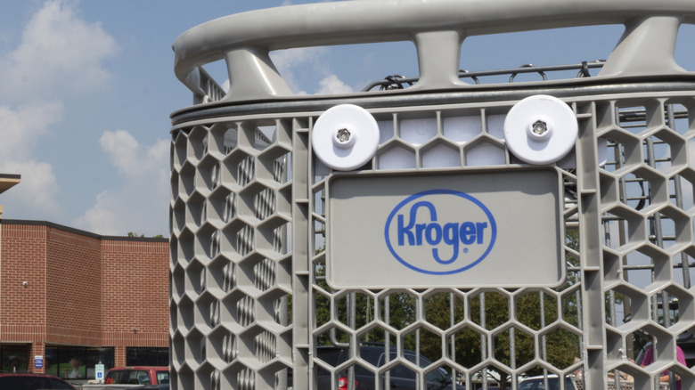 Closeup of Kroger shopping cart