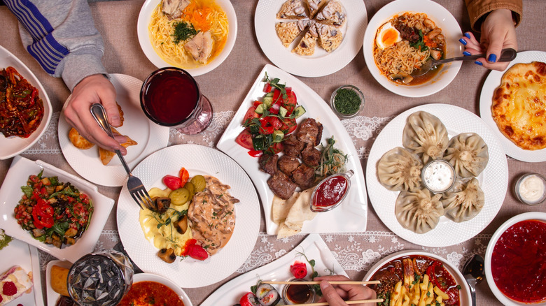 buffet of food