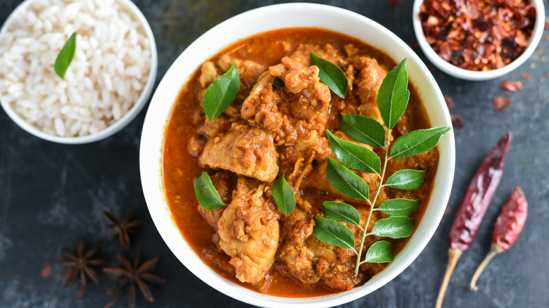 Chicken Chettinad and rice