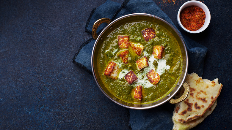 Palak paneer and a naan