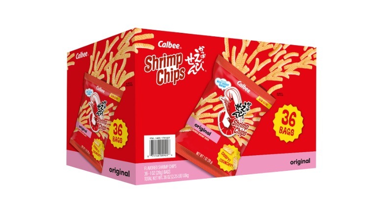 multiple bags of pink shrimp chip bags