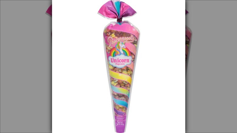 3 individual unicorn popcorn cones