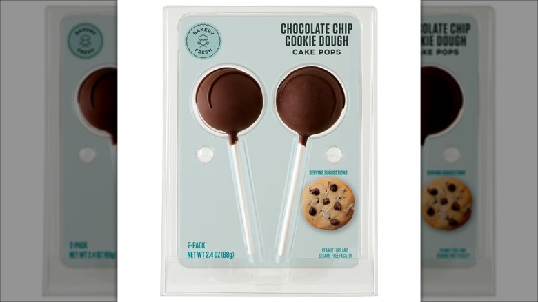 A package of two Bakery Fresh Chocolate Chip Cookie Dough Cake Pops