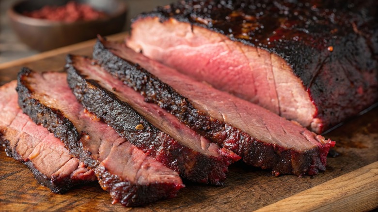 smoked brisket on cutting board