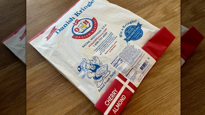 A Cherry Almond Kringle in its packaging