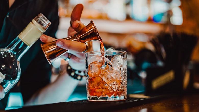 Pouring a cocktail