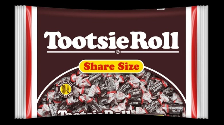 A share-size bag of Tootsie Roll candies