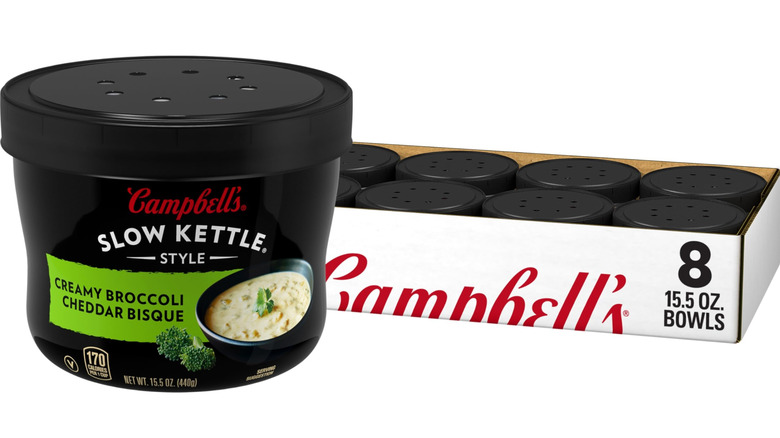 Multiple containers of Campbell's Slow Kettle Style Creamy Broccoli Cheddar Bisque