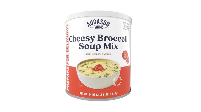 Canister of Augason Farms Cheesy Broccoli Soup Mix