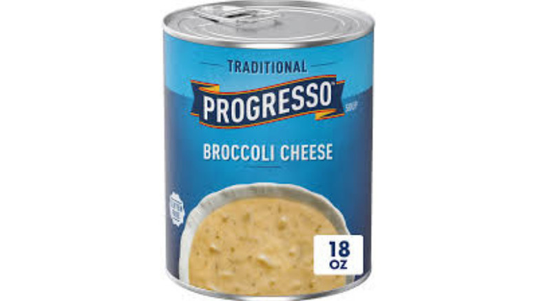 Can of Progresso Traditional Broccoli Cheese Soup