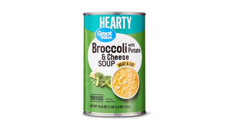 Can of Great Value Hearty Broccoli and Cheese with Potato Soup