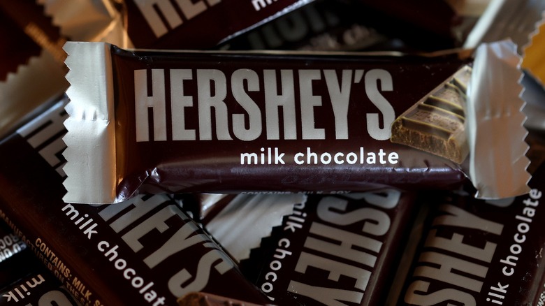 stack of hershey's candy bars