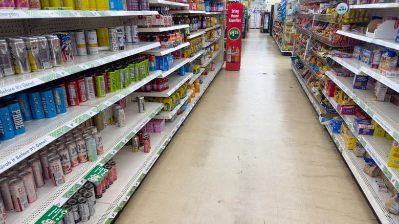 dollar tree aisle with shelves