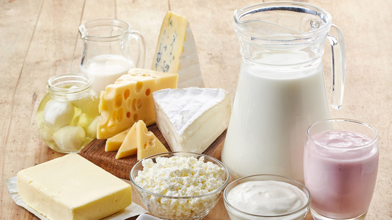An assortment of dairy products