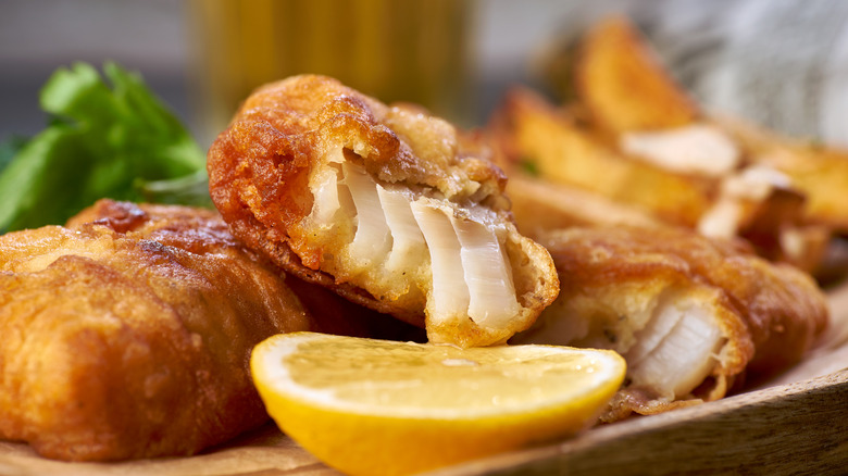 A close-up of fried fish