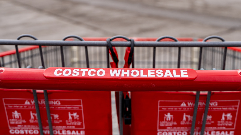 Closeup Costco shopping cart handle