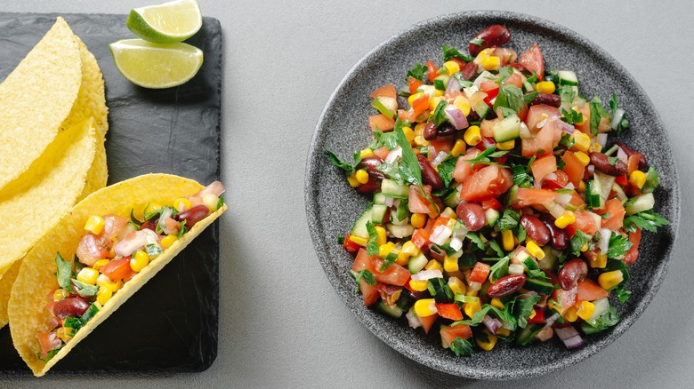 cowboy caviar with taco shell