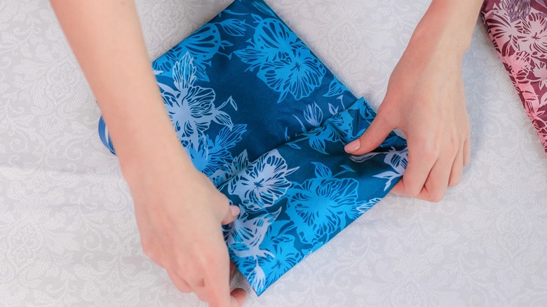 folding reusable bag on table