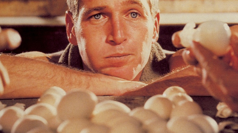 paul newman surrounded by eggs in "cool hand luke"