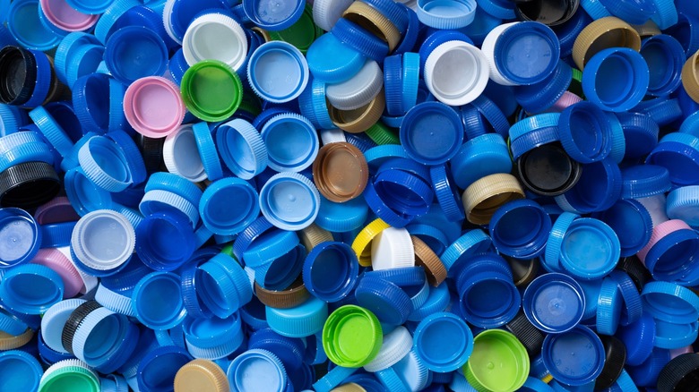 colored plastic bottle caps