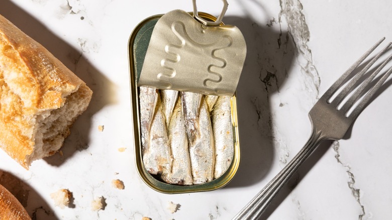 sardines in a can with crusty bread