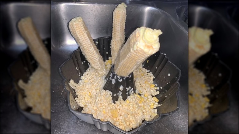 corn cobs denuded by bundt pan hack