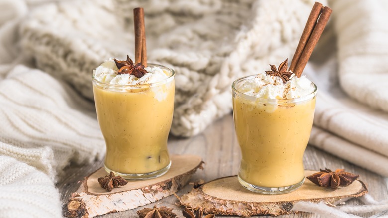 A pair of eggnog shot glasses