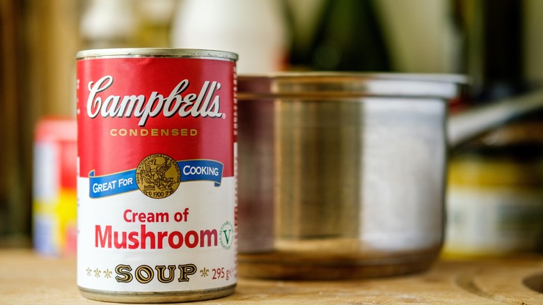 cream of mushroom soup with saucepan