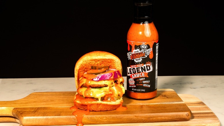 everything legendary burger with red sauce