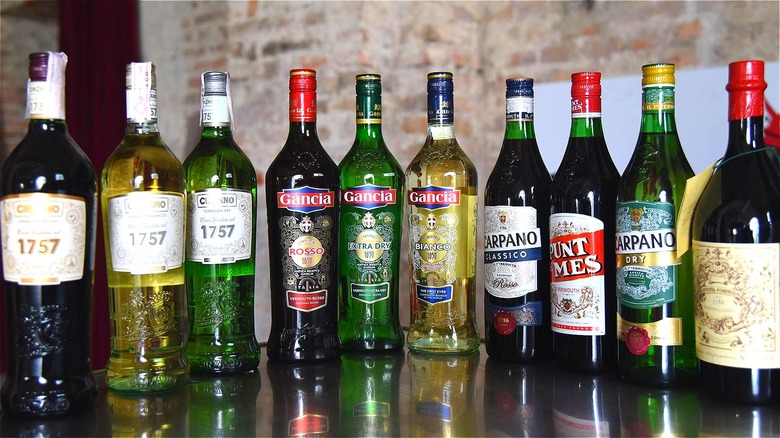 Bottles of different vermouth brands