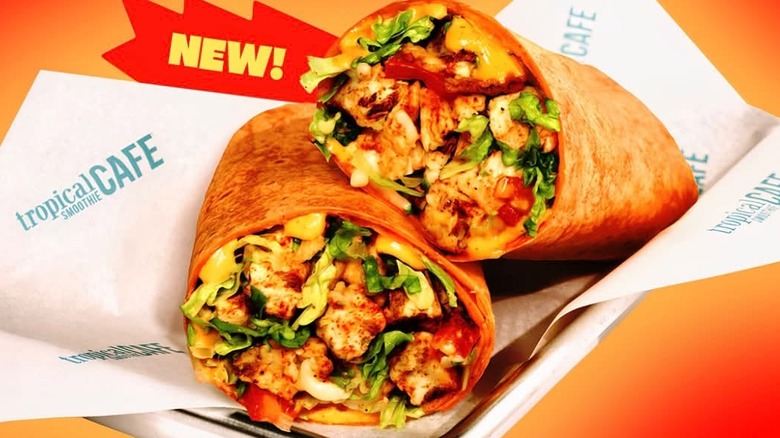 Tropical Smoothie Cafe Tiki Torch Wraps on white paper