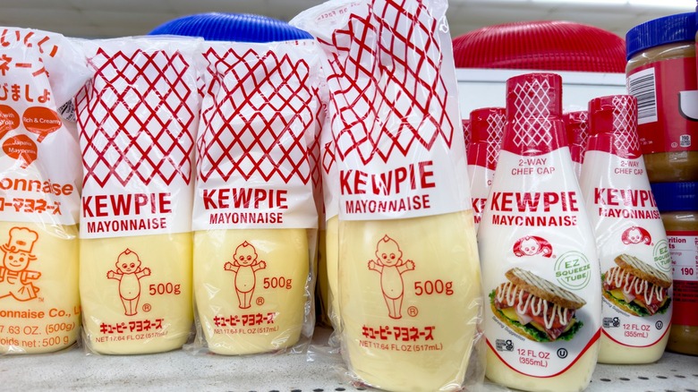 bottles of kewpie mayo at grocery store