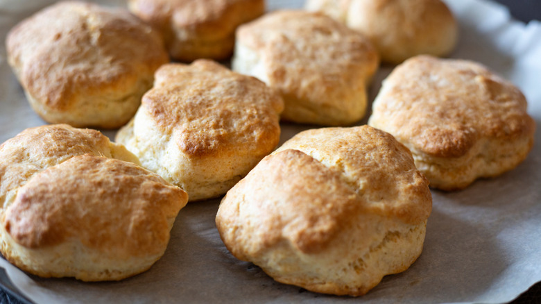 Golden homemade sourdough biscuits