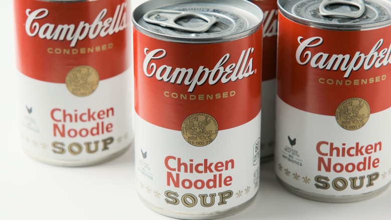 Cans of Campbell's Chicken Noodle Soup