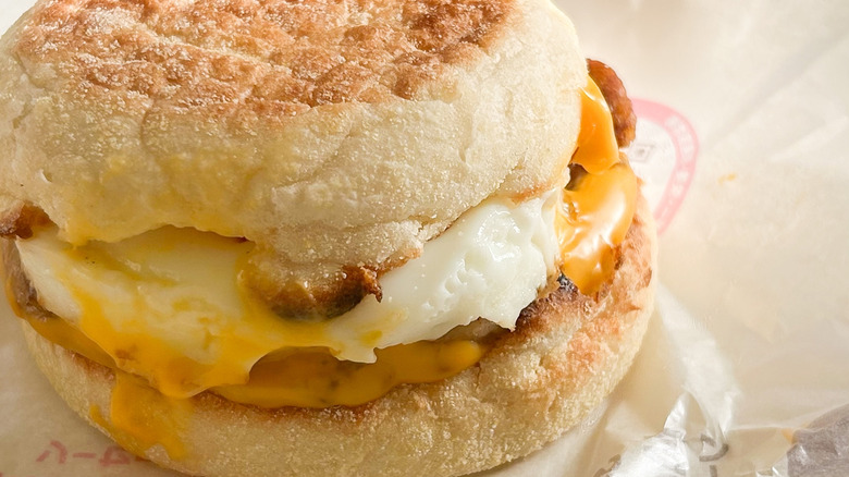 Close-up of a McDonald's Egg McMuffin