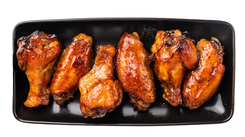bbq chicken wings on a platter