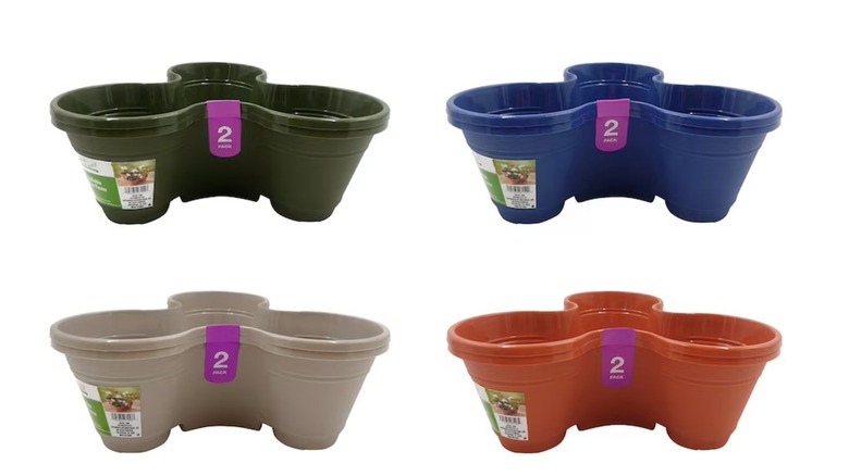 Floral Garden Medium Stackable Plastic 3-Section Planters