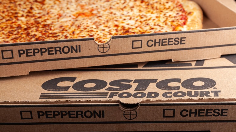 stacked costco food court pizza boxes