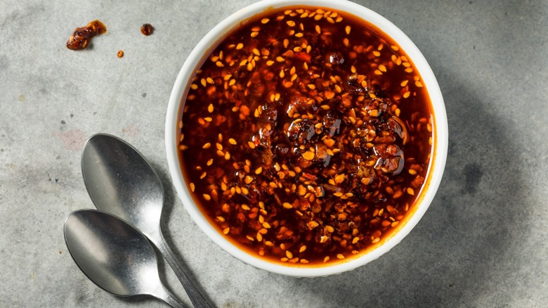 chili crisp in a bowl