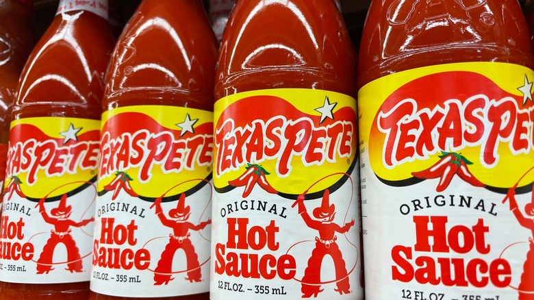 bottles of texas pete hot sauce