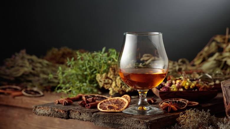 A glass of herbal bitters