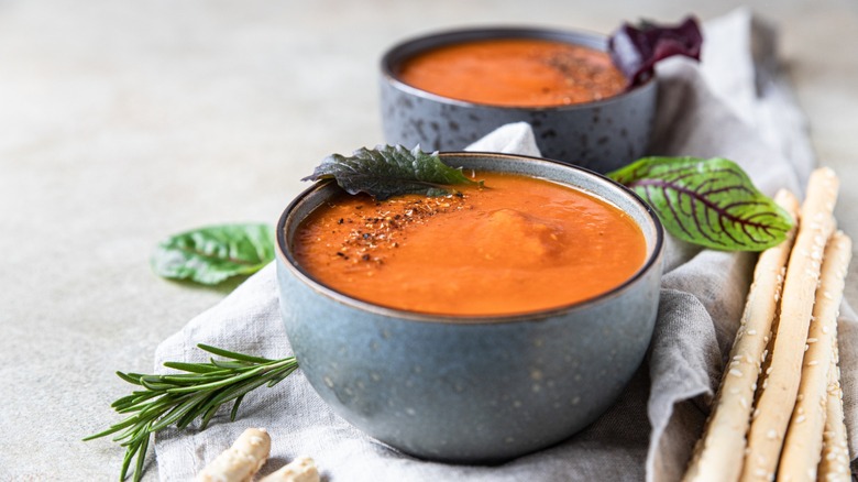 bowls of creamy tomato soup