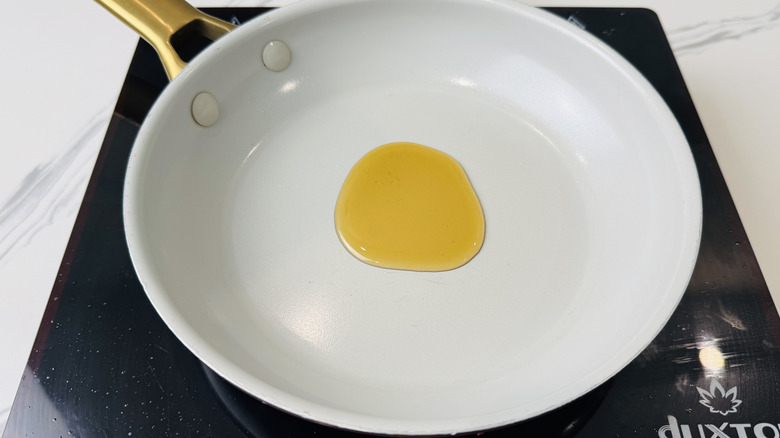 Maple syrup in skillet