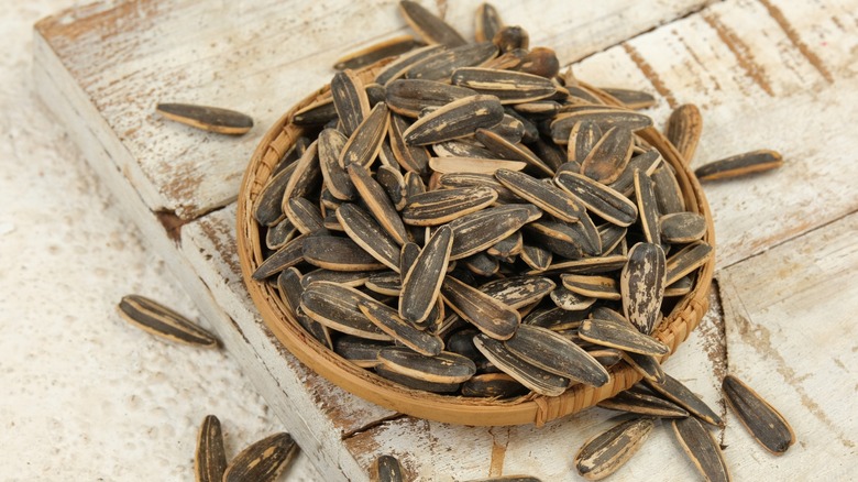 sunflower seeds in basket