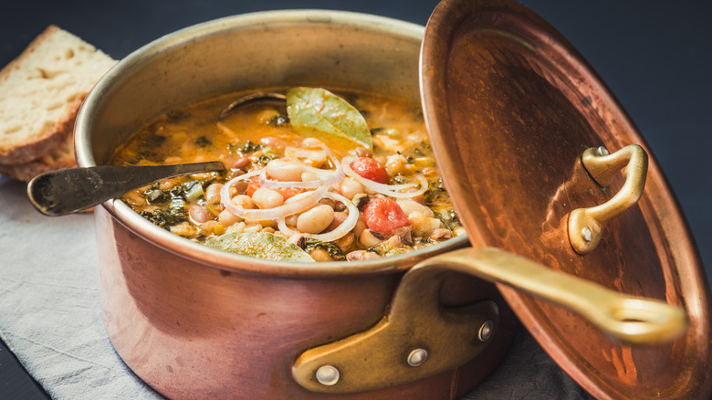 Hearty ribollita soup with bread on the side