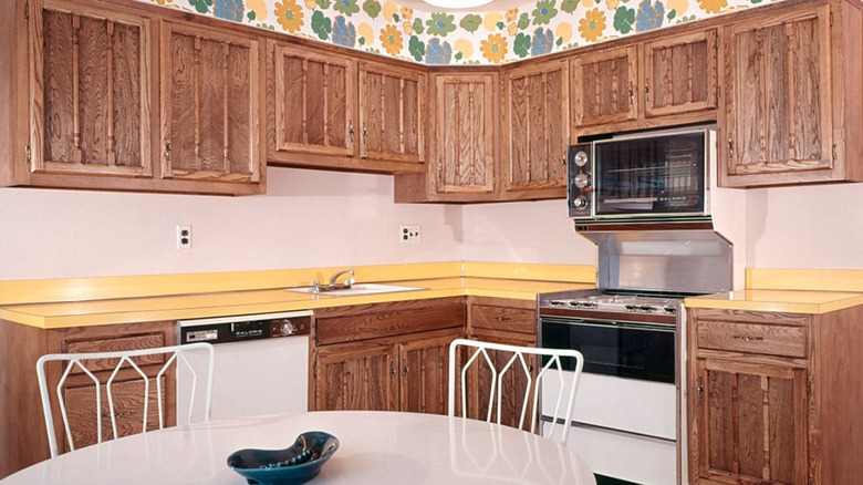 kitchen with laminate counters and cabinets