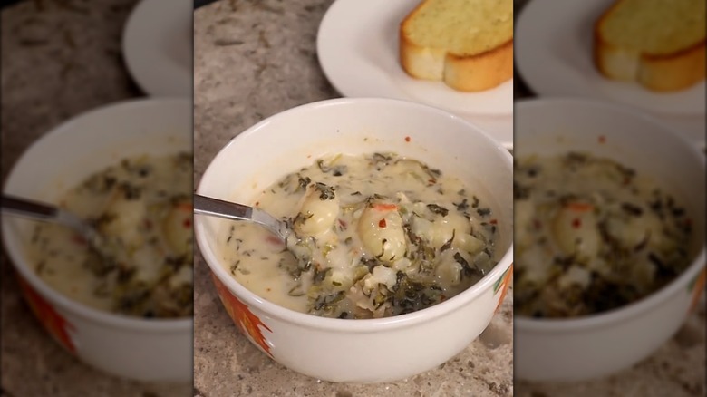 Chicken and gnocci soup made by Dollar Tree Dinners