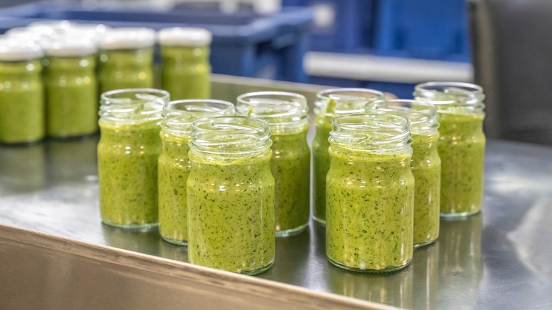 Jars of pesto