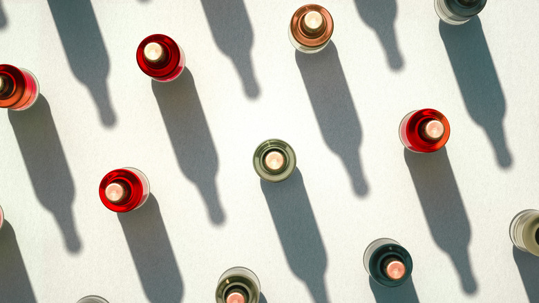 vertical shot of wine bottles