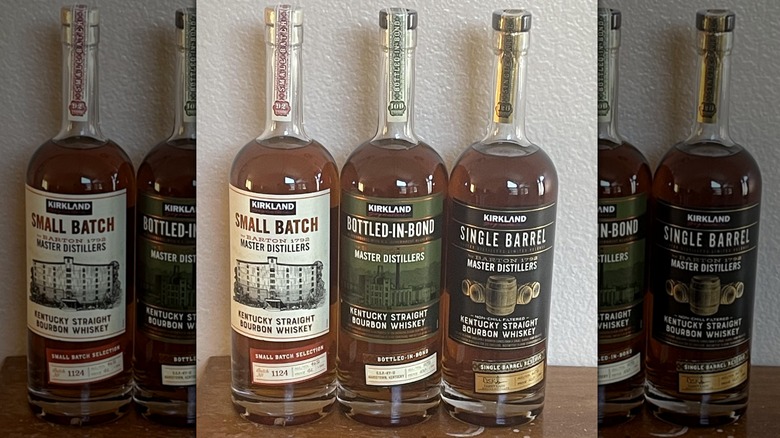The three bottles in Kirkland Signature's bourbon range